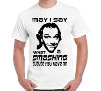 GZNDBFMEP Smashing Blouse British TV Series Cult Rik Mayall Retro T Shirt White