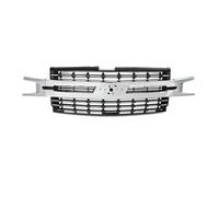 GZOVERSEA Ensemble de calandre supérieure de pare-chocs avant chromé, Compatible avec Silverado 1500 LTZ RST 2019 - 2021, grille d'entrée d'air en maille de radiateur