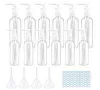 GZqiancang 12 Pcs Flacon Pompe Vide, Transparentes Flacon Pompe avec 4 Pcs Petit Entonnoir et 1 Pcs Étiquettes Autocollantes pour Cosmétiques, Lotion, Shampoing (50 ml/100 ML)