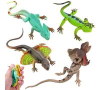 GZqiancang Lot de 4 Jouets en Forme de lézard en Caoutchouc synthétique pour Enfants, Aides pédagogiques, décoration de Table, Accessoires Photo (4 Kuans différents)
