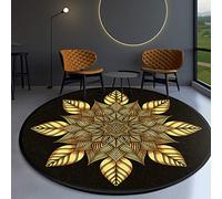 GZQIAWY 2021 Ethnique Baroque Style Mandala Tapis Table Basse Chambre Bureau Rond Tapis Or Diamant Velours-Jaune d'or E 70cm de diamètre