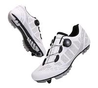 GZQIAWY Chaussures de VéLo de Sport Professionnelles Taquet Hommes VéLo de Route Vitesse Baskets en Plein Air VTT Chaussures de Cyclisme Baskets Zapatillas de Ciclismo Fond de Montagne Blanche 44