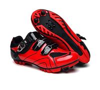 GZQIAWY Cyclisme VTT Chaussures Hommes Sport Route Taquet Route Dirt Bike Vitesse Plat Sneaker Racing Femmes VéLo Montagne SPD VéLo Montagne Rouge 42