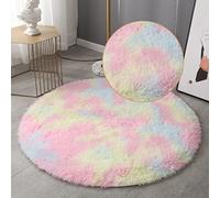 GZQIAWY Tapis Rond Rond Shaggy Salon Chambre Tapis de Sol Tapis Moelleux Sol AntidéRapant Shaggy Tapis en Peluche Tapis de Sol Tapis de Chevet Tie-Dye Cinq Couleurs 70 x 70cm
