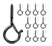 GZQINGYONG 10 Pièces M4 Crochets à Visser a Cisser Bois Piton Mural a Visser Inox Avec Clous à Expansion,Vis à Oeillet avec Boucle de Sécurité Pour Suspendre,Décoration-Noir