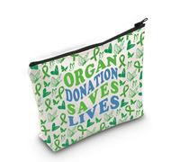 Gzrlyf Don d'organes Saves Lives Trousse de maquillage pour sensibilisation à la transplantation d'organes, cadeau pour donneur d'organes, pochette à fermeture éclair, SAUVE DES VIES, Tendance