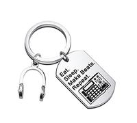 Gzrlyf Porte-clés producteur de musique Beat Maker Cadeaux DJ Porte-clés Eat Sleep Make Beats Repeat Radio DJ Cadeau pour amateur de musique, Porte-clés avec breloque casque, Small