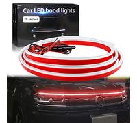 GZRUICA Bande lumineuse LED rouge pour capot de voiture - 200 cm - Flexible - Étanche - Balayage dynamique - CC 12 V - Feux de jour pour voitures, SUV, camions