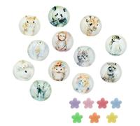 GZRXIOUS 12 Pièces Aimant Frigo Magnet - Aimants en Verre Puissants Décoratifs, Set d’Animaux Rond pour Réfrigérateur, Tableau Magnétique et Tableau Blanc avec Magnets Déco Inclus
