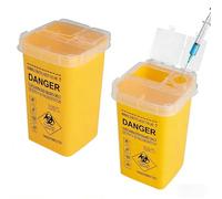 GZRXIOUS 2 Boîtes de Collecte de Déchets 1 Litre (1000 ml) avec Couvercle | Jaune Conteneur pour Seringues, pour Tranchants, Destiné à L'élimination, Aiguilles de Tatouage et à Usage Médical