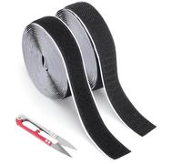 GZRXIOUS 2 PCS Bande Auto-Adhésive à Crochet et Boucle Extra Forte avec 1 Ciseaux, 20mm x 6m Noir, Bande Agrippante Double Face, Découpable pour Tapis Coussin Canapé Moustiquaire