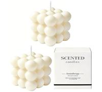 GZRXIOUS 2 PCS bougies à bulles bougie parfumée cube 6 x 6 x 6 cm bougie décorative en cire de soja naturelle cube-shaped scented candles poire et freesia déco esthétique pour salon chambre méditation
