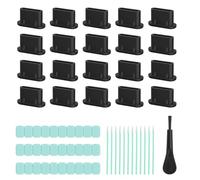 GZRXIOUS 20 Pièces Capuchons de Protection USB-C en Silicone, Bouchons Anti-Poussière USB-C étanches pour Iphone 17/16/15, Protection de Prise de Charge, Téléphone Portable, Tablette, Xiaomi, Noir