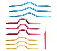 GZRXIOUS 9 Aiguilles à Tricoter pour Tricoter des Torsades en Aluminium, Jeu D'Aiguilles à Tricoter, Aiguilles Courbes ColoréEs, pour écharpes, Pulls, Chaussettes, Gants, avec Crochet