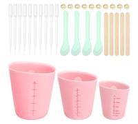 GZRXIOUS Lot de 3 gobelets doseurs en silicone - Moules mélangeurs en silicone époxy - Gobelets mélangeurs en silicone avec mélangeur, compte-gouttes, repose-doigts, mini spatules pour moules de