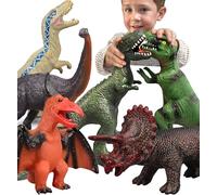 Gzsbaby Jurassic World Lot 6 grands jouets dinosaures enfants et tout-petits Bleu Velociraptor T-Rex Tricératops Grand jouet doux les amateurs dinosaures - Parfait cadeau d'anniversaire