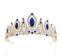 GZSLKSCD Couronne élégante, diadème de Mariage Simple, Bijou créatif en Diamant, Bandeau de mariée (Bleu 16 * 6,5cm)