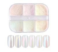 GZSYY Aurora Ice Shimmer Poudre à Ongles Chromée avec Perles Blanches et Chrome 6 Couleurs Poudre Holographique Laser