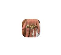 GZUQRSK Lot de bagues épaisses en or pour femme avec perles et fleurs - Bagues de phalange empilables dorées, Métal, Aucune pierre précieuse