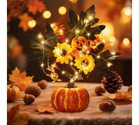 GZWY Décoration d'automne citrouille avec guirlande lumineuse LED, décoration intérieure LED citrouille, arbre avec tournesol artificiel feuille d'érable, décoration de table esthétique pour Halloween
