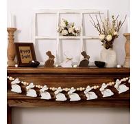 GZWY Décoration de Pâques en bois - Bannière à suspendre - Décoration de Pâques - Figurines de lapin à suspendre - Décoration de Pâques moderne - Guirlande de Pâques - Décoration de printemps