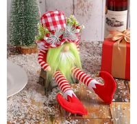 GZWY Figurines de lutin de Noël avec longues jambes, décoration de Noël, figurines de lutin avec moustaches vertes, décoration de Noël, lutin de poupée, figurines de Noël pour décoration intérieure de