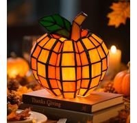 GZWY Lanternes citrouille décoratives d'automne - LED - Décoration d'Halloween - Lampe citrouille en résine - Décoration d'automne avec bougies LED - Fonctionne avec piles - Décoration de table