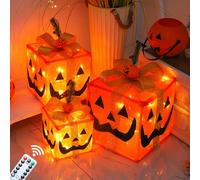 GZWY Lot de 3 boîtes cadeaux LED décoratives d'Halloween avec minuterie et télécommande, guirlande lumineuse LED éclairée avec 8 modes d'éclairage pour décoration intérieure et extérieure (B)