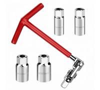 GZXUEHU Jeu de Clés à Bougie d'Allumage, 14mm, 16 mm, 18 mm, 21 mm, 5 pièces Universelle Clé à Douille à Poignée en T, pour Voitures et Motos