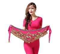 GZXXB Ceinture Danse Orientale Ceinture De Danse Du Ventre For Femmes, Écharpe Multicolore En Verre Et Soie, Cristal, Chaîne Taille, Hanche, Nouvelle Collection(Rose Red)