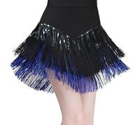 GZXXB Ceinture Danse Orientale Costume de danse latine for femmes adultes, jupe courte à pampilles, Cha-Cha en trois étapes, spectacle paillettes, nouvelle collection(Blue,L)