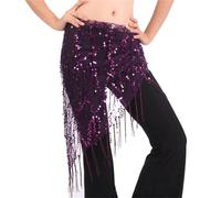 GZXXB Ceinture Danse Orientale Costumes De Spectacle À Paillettes, Écharpe Hanche, Ceinture Danse Du Ventre, Chaîne Taille, Jupe Danseuse(Purple)