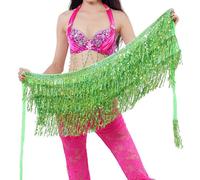 GZXXB Ceinture Danse Orientale Femmes Sexy Danse du Ventre Hanche Écharpe Accessoires Ceinture Jupe avec Pièces De en Or Chaîne Taille Enveloppe Accessoire Adulte(Grass Green)