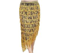 GZXXB Ceinture Danse Orientale Jupe de danse du ventre à paillettes triangulaires, longue écharpe pampilles, tenues Festival, ceinture for femmes, accessoires vêtements, nouvelle collection(Gold)