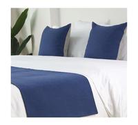 GZXXB Chemin de Lit pour Pied de Lit Drap de lit d'hôtel Simple et Moderne, Couvre-lit léger en Coton Lin uni Luxe for séjour chez l'habitant(Dark Blue,48 * 180cm)