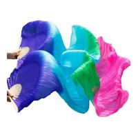 GZXXB Eventail de Danse Soie Éventail de Danse du Ventre en Soie véritable, 1 Paire d'éventails Longs, dégradé Couleur, Pratique la(Fan-09,L-180x90cm)