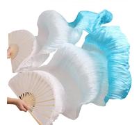 GZXXB Eventail de Danse Soie Éventail de Danse du Ventre en Soie véritable, Long éventail, Couleur dégradée(19,L-180x90 Real Silk)