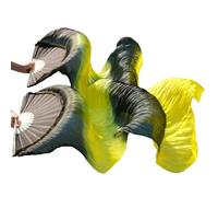 GZXXB Eventail de Danse Soie Eventail de Danse du Ventre en Soie, voiles véritable, 1 Paire (2 pièces), Noir + Rouge(15,L-180cm-1pair(2pcs))