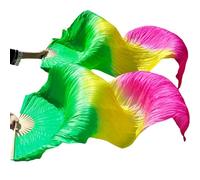 GZXXB Eventail de Danse Soie Eventail de Danse du Ventre en Soie, voiles véritable, 1 Paire (2 pièces), Noir + Rouge(20,L-180cm-1pair(2pcs))