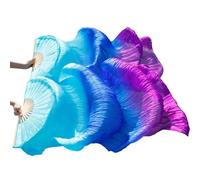 GZXXB Eventail de Danse Soie Éventail de Danse du Ventre, Voile en Soie véritable, 1 pièce, Main Gauche +, Droite, Teint Couleur, Pratique Performance, Fans(02,L-180x90cm)