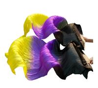 GZXXB Eventail de Danse Soie Éventail de Danse du Ventre, Voile en Soie véritable, 1 pièce, Main Gauche +, Droite, Teint Couleur, Pratique Performance, Fans(09,L-180x90cm)