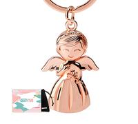 GZXYA Porte-clés au motif ange gardien, pendentif porte-bonheur, avec feuille de trèfle, pour examens ou voiture, approprié comme cadeau pour femmes, petite amie, collègues, Or rose, mm