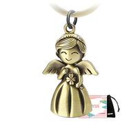 GZXYA Porte-clés au motif ange gardien, pendentif porte-bonheur, avec feuille de trèfle, pour examens ou voiture, approprié comme cadeau pour femmes, petite amie, collègues, Bronze, mm
