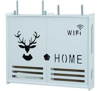 GZYHDC Boîte de rangement de routeur, support de routeur, montage mural, étagère flottante blanche, ensemble, tiroir supérieur, boîte de rangement pour routeur, support Wi-Fi sans fil, blindage