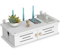 GZYHDC Boîte de Rangement Routeur, Rangement Câble, Routeur Wifi sans Fil Boîte de Rangement Mur Check Board Console Organisateur de Câbles Salon Bois PVC Panneau Étagère Bricolage Décoration pour la