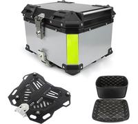 GZYHDC Moto en aluminium 45 L 55 L 65 L 80 L 100 L, chariot de moto universel, sac de voyage avec dossier et plaque de base, grande capacité (couleur : argent, taille : 28 l), argent-28 l