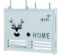 GZYHDC Routeur Boîte de Rangement, 2 Niveaux Routeur WiFi Rack de Stockage Support Mural Flottant Wifi Étagère Câble Protection pour la Maison et le Bureau Boîte d'Organisation Décor, Blanc (Taille