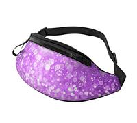 GZYL Sac banane avec imprimé fleurs noires et blanches, Paillettes violettes scintillantes., Taille unique