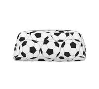 GZYL Trousse à crayons en cuir avec imprimé ballon de football noir et blanc, Argenté., Taille unique, Pochette à monnaie