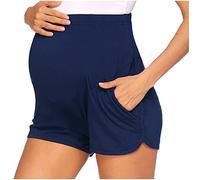 GZYshoyao Short de grossesse court et confortable pour femme - En coton - Super confortable - Pour le sport de maternité - Avec poches - Pour l'été, bleu, L
